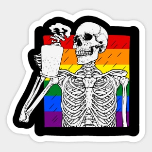 Skeleton and Coffee LGBT | LGBT Pride Sticker